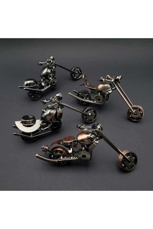 El Yapımı Dekoratif Metal Motosiklet Figür