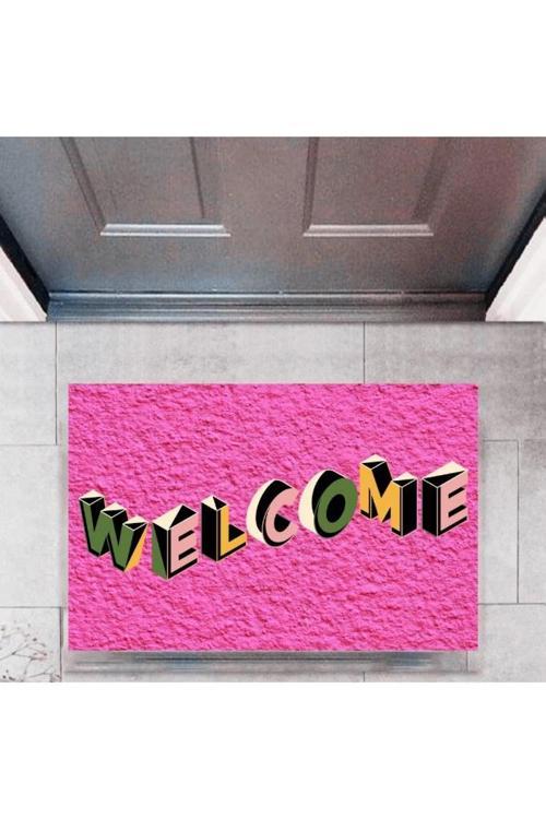 Kapı Önü Paspası Dekoratif Dijital Baskı Welcome P-2343