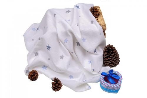 Çok Amaçlı Müslin Örtü 100x80 cm - Mavi Yıldız 8682476853131