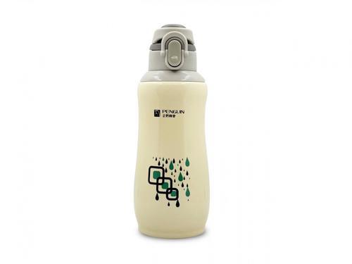 Penguen Kilitli Paslanmaz Çelik Bebek Termosu 600 Ml - Krem
