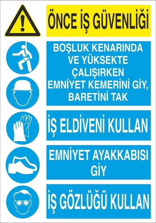 Önce İş Güvenliği Uyarı Levhası