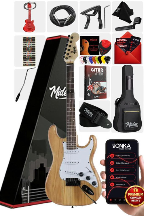 RPH-320WD Ahşap Renk Strat Kasa SSS Elektro Gitar Seti