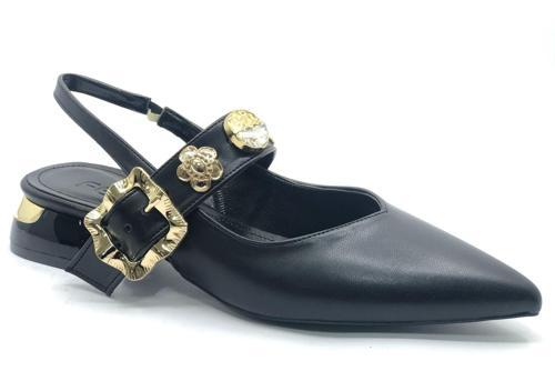 Feles Taş Toka Detaylı Arkası Açık Kadın Babet Ayakkabı