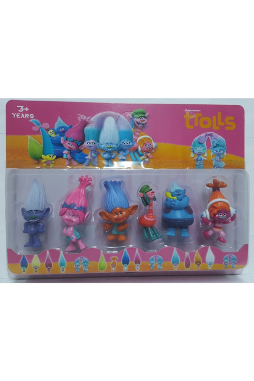 6Lı Trolls Set Princess Poppy, Guy Diamond, Branch, Dj. Suki, Biggie, Cooper