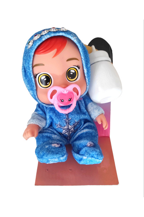 Ağlayan Bebek Gözyaşı Akıtan Bebek Mavi Elbiseli