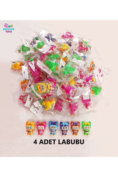 4 Adet Sürpriz Renkli Labubu Figür Oyuncak Lalubu 9 Cm.