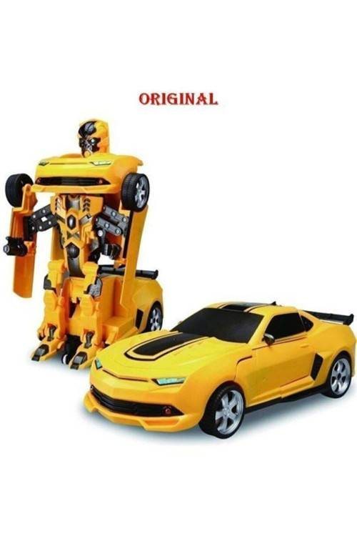 Bumblebee Robota Dönüşen Araba Pilli - Işıklı, Sesli, Camaro Mia Araba, Robot Araba-25 Cm