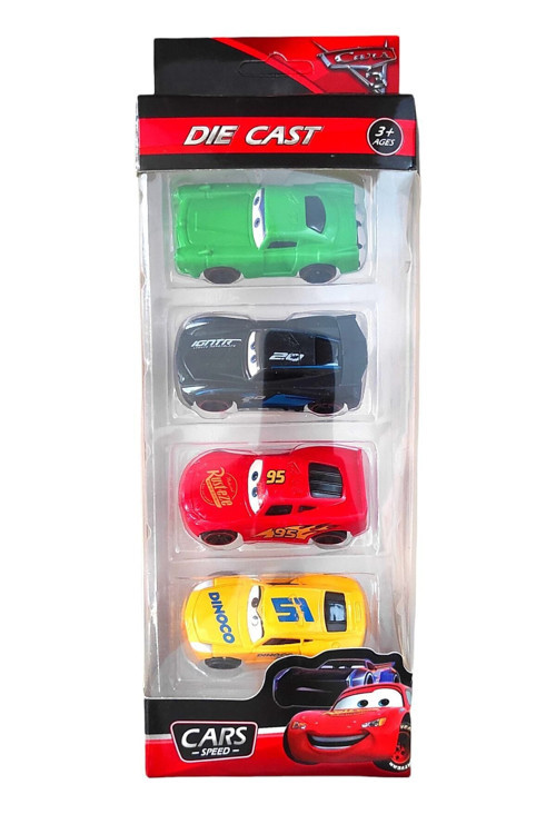 Arabalar Cars Şimşek Mcqueen Dimoco Jackson Storm Chick Hicks 4'Lü Kutulu Set
