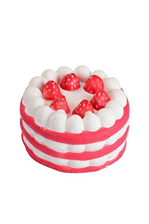 Squishy Kırmızı Çilekli Pasta Yavaş Yükselen Kokulu Jumbo Sukuşi 12,5 Cm.