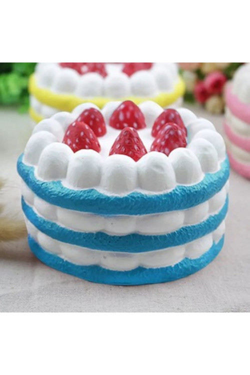 Squishy Mavi Çilekli Pasta Yavaş Yükselen Kokulu Jumbo Sukuşi 12,5 Cm