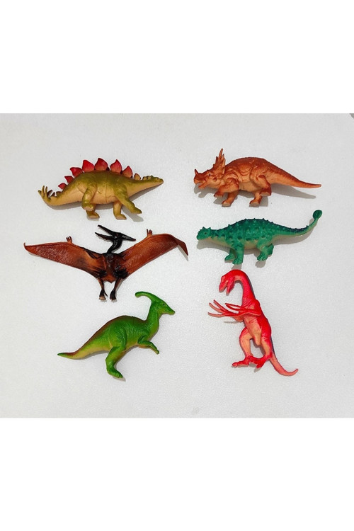 Özel 6 Parça Vahşi Dinozor Seti; Parasaurus, Pterozor, Triceraptor, Stegozor