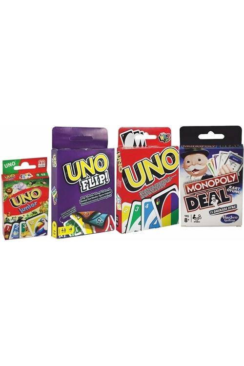 Uno, Monopoly, Uno Flip Ve Uno League Of Legends Oyun Kartları 4'Lü Ekonomik Set Elux-