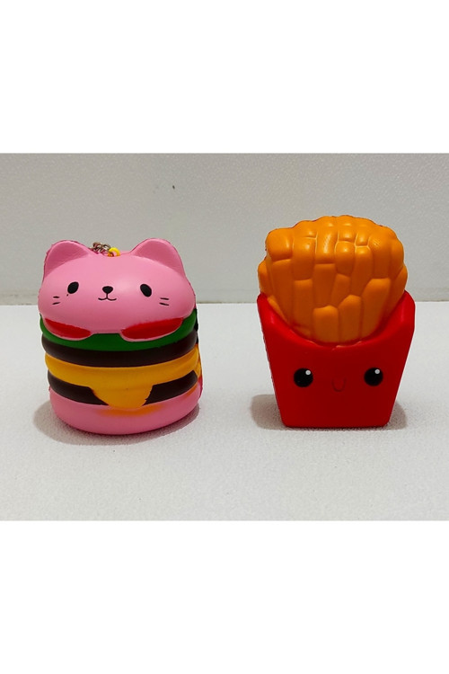 Sukuşi Jumbo Hamburger + Jumbo Patates Cipsi 2Li Set Yavaş Yükselen Kokulu Squishy