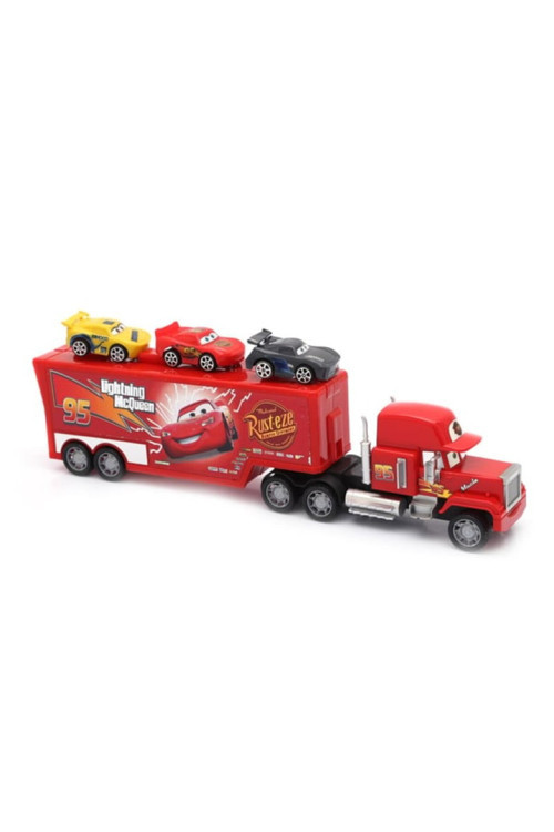 Dev Boy Şimşek Lightning Mcqueen 48 Cm. Arkası Açılabilen Oyuncak Tır Seti Cars Tır Ve 3 Araba