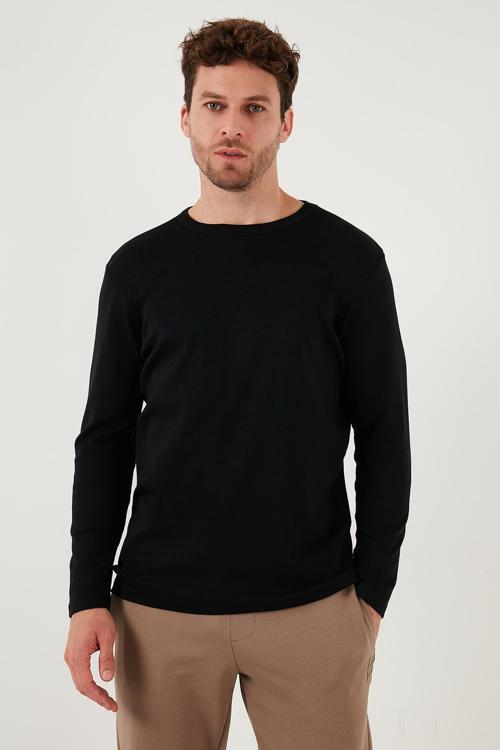 Pamuklu Slim Fit Bisiklet Yaka Basic Erkek Sweat 59050741 SİYAH