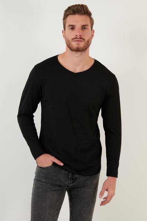 Pamuklu Bisiklet Yaka Slim Fit Basic Erkek Sweat 5905068 SİYAH