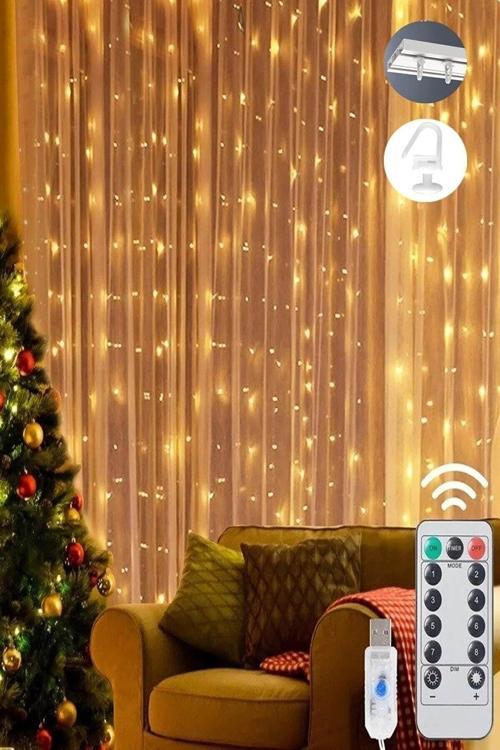 8 Fonksiyonlu 300 Ledli Parlak Perde, Sarkıt, 3X3 Metre, Canlı Ve Enerjik Işıklandırma