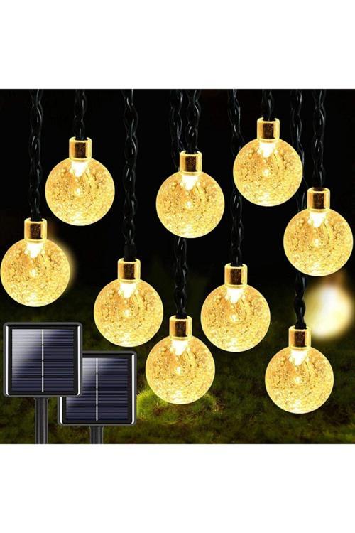 50 Led 7 Metre Sarı Güneş Enerjili Solar Bahçe Teras Balkon Ağaç Lambası Aydınlatması