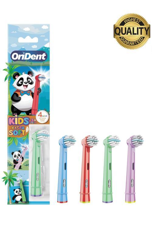 Panda Kids - Çocuklara Özel Oral B Uyumlu 4 Adet Yedek Başlık – Nazik Temizlik Ve Diş Eti Koruması
