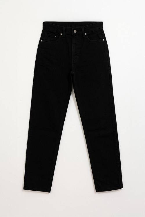 Kadın Yüksek Bel Mom Fit Siyah Jean Pantolon