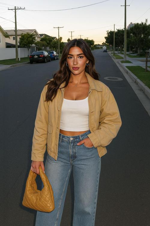 Kadın %100 Pamuk Wide Leg Paçası Kesik Jean Pantolon