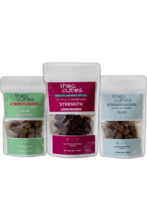 Thea Cubes Şekersiz Küp Çay 3'Lü Paket Slim, Calm, Strength Doğal Çay Bitkisel Çay