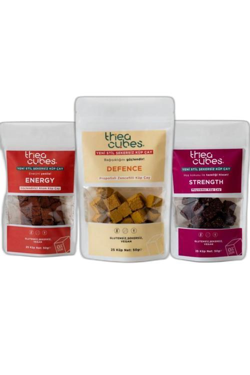 Thea Cubes Şekersiz Küp Çay 3'Lü Koruyucu Paket Energy, Strength, Deffence Doğal Çay Bitkisel Çay