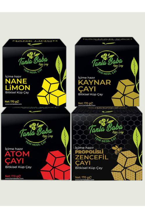 Kış Paketi Küp Çay 4'Li Paket Atom Zencefil Nane Limon Kaynar Çayı Bitki Çayı 170Gr