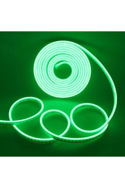 12 Volt 5 Metre Yeşil Neon Led Işık Prize Takılmaya Hazır Değil Neon Şerit Led Esnek Silikonlu