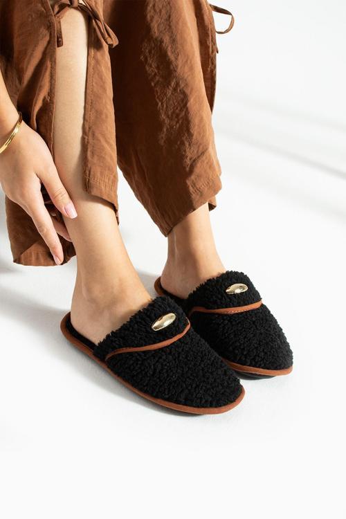 Kadın Tüylü Peluş Ev Terliği Terlik TS1191 
