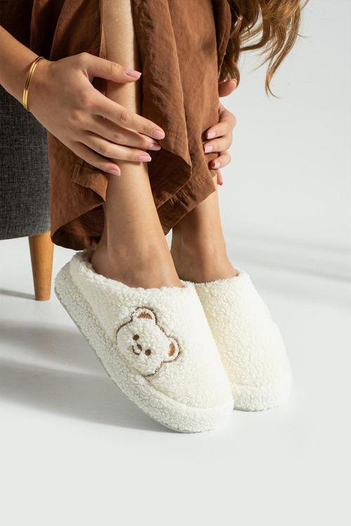 Kadın Peluş Tüylü Ev Terliği Sessiz Taban Terlik TS1193