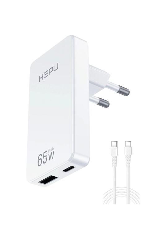 Hepu Hp-C36 Yeni Nesil 65W GAN 1 x Typ-C PD 1 x USB QC Şarj Adaptörü