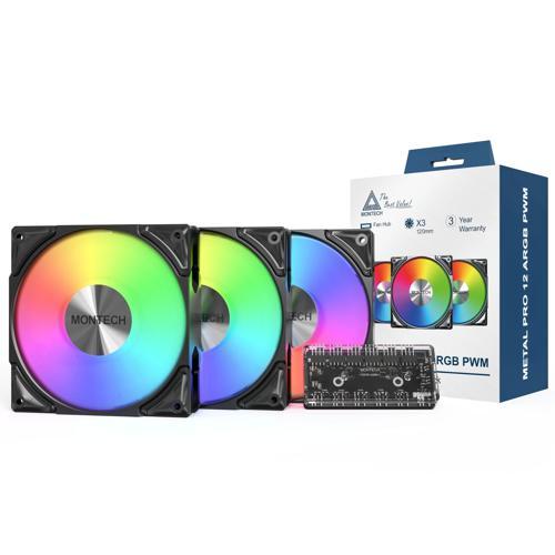 Metal PRO 12 ARGB PWM Akışkan Dinamik Rulman 600-2200RPM, Basınç Odaklı 3.81mmH2O, Hava Akış