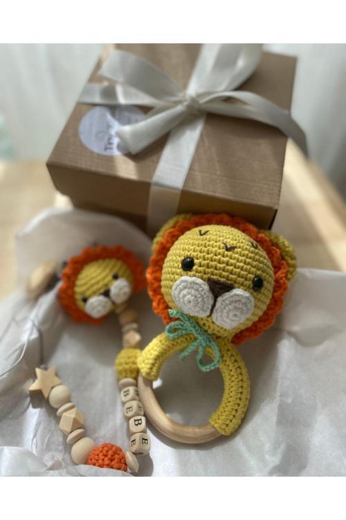 Hoşgeldin Bebek Hediyelik, Organik Yeni Doğan Bebek Isimli Emzik Askısı Hediye Seti , Diş Kaşıyıcı