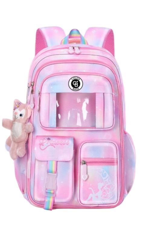 Kız Çocuk İlköğretim Çantası Ultra Hafif İlkokul / Ortaokul Okul Çantası Pembe-Lila