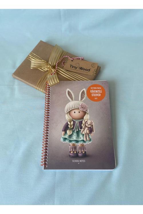 Tilda 16,5X22,5 Cm 80 Yaprak Çizgili Karton Kapak Spiralli Defter + 50’Den Fazla Sticker