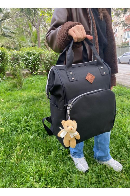 Siyah Anne Bebek Bakım Çantası | Sıvı Geçirmez, Termoslu, Çok Gözlü Sırt Çantası