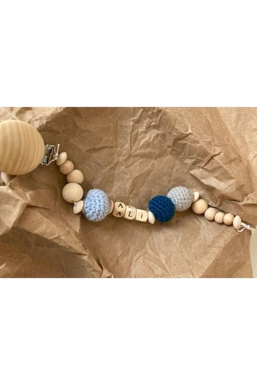 Isimli Emzik Zinciri, Doğal Ahşap Emzik Askısı, Doğal Emzik Klipsi