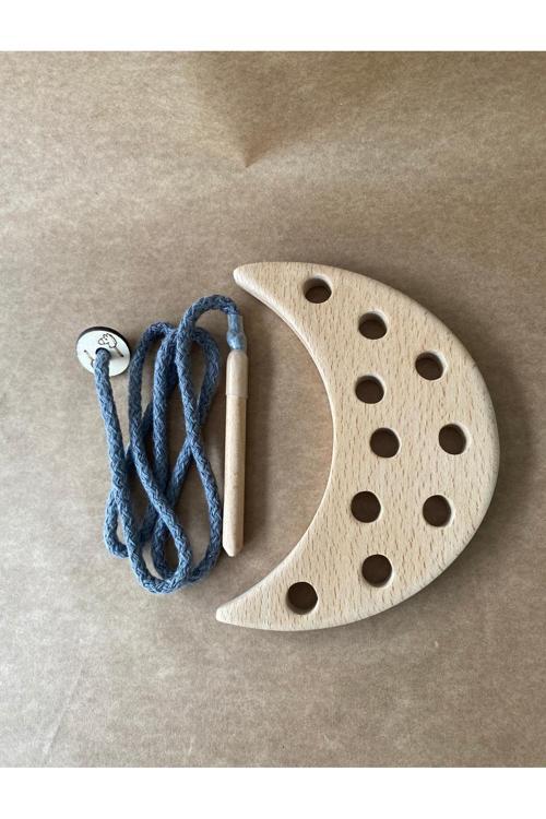 Montessori Eğitici Ahşap Oyuncak – Ay İp Geçirme