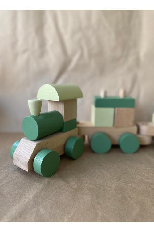Ahşap Bloklu Eğitici Bul-Tak Tren Oyuncak Seti