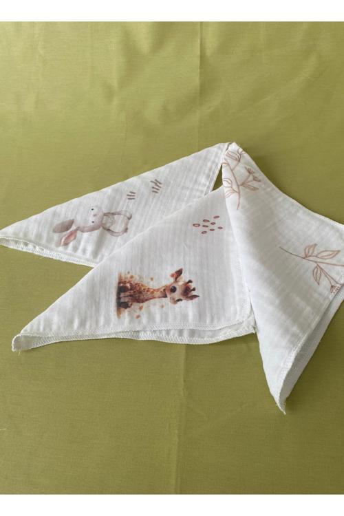 3' Lü Set Desenli Müslin Bebek Ağız Mendili %100 Pamuk 20 X 20 Cm