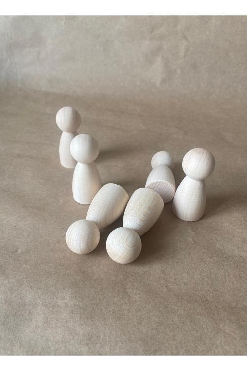 6'Lı Ahşap Peg Bebek Seti