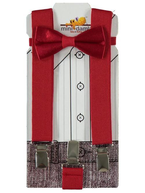 Mınıdamla Papyon Pantolon Askısı Takımı - KırmızıStandart