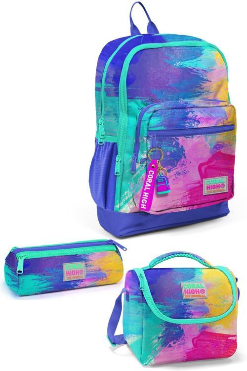Tinywood Renkli Airbrush Desenli Desenli 3’Lü Okul Çanta Seti  İlköğretim Çanta Seti