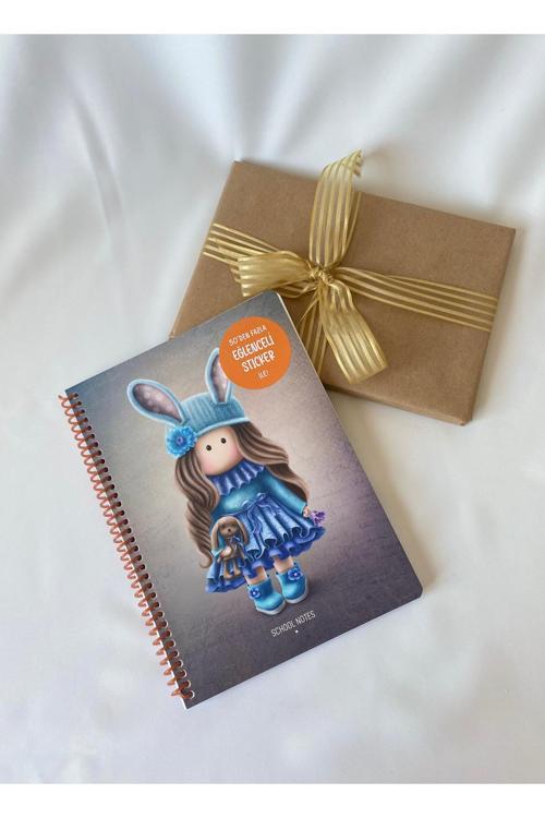 Tilda 16,5X22,5 Cm 80 Yaprak Çizgili Karton Kapak Spiralli Defter + 50’Den Fazla Sticker