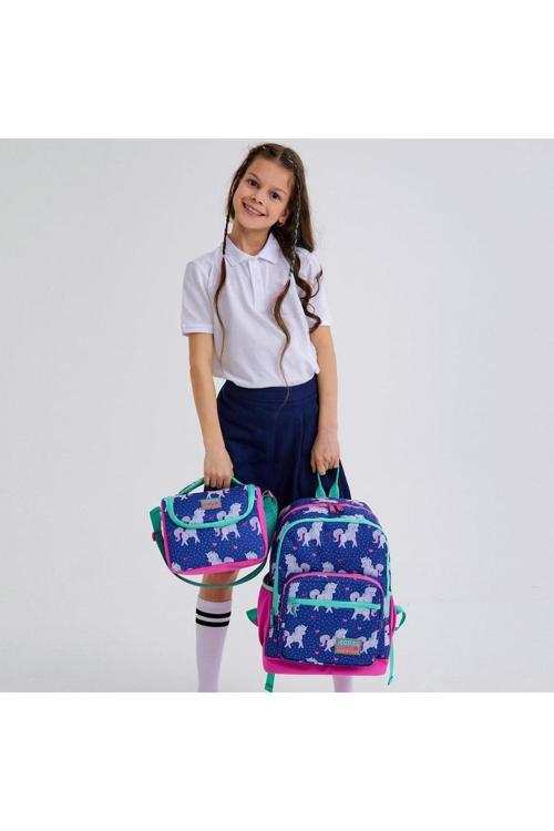 Unicorn Desenli İlköğretim Kız Çocuk Çanta Seti 2 Li Usb Girişli