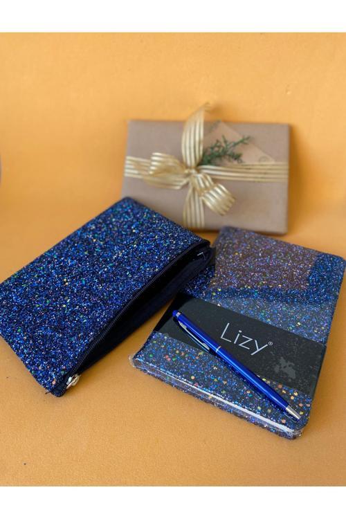 Simli Kapaklı Defter Ve 1 Adet Kalem Hediyelik Set