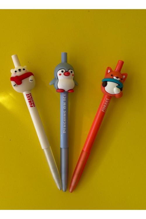 3'Lü Hayvan Figürlü 0.7 Uçlu Versatil Kalem Seti | Sevimli Ve Eğlenceli Tasarım Kalem