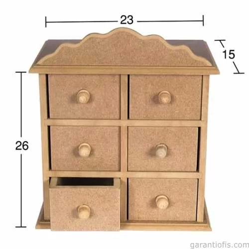 -Art KU 275 Boyanabilir Ahşap Mini Çekmeceli Sandık