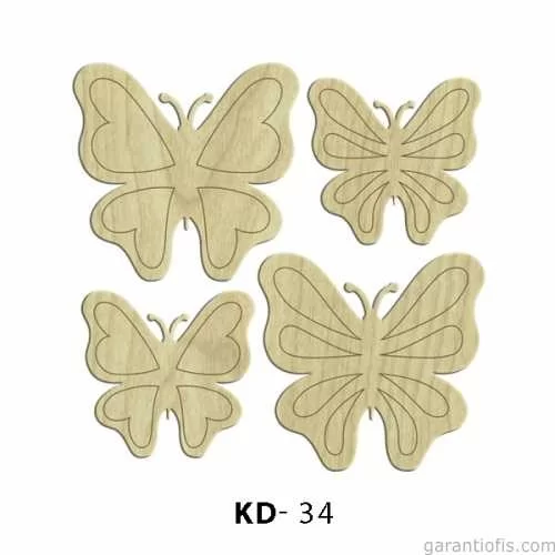 -Art KD 34 - Kelebekler Dekoratif Mini Ahşap Obje